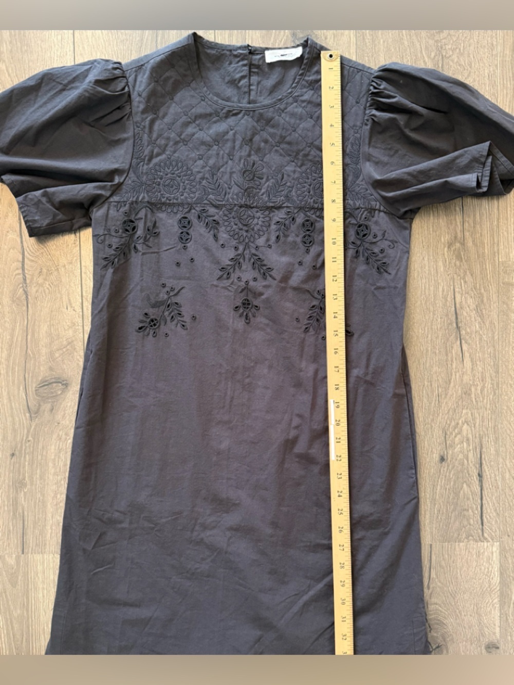 Isabel Marant Black Embroidered Puff Sleeve Midi Dress Size 36 Boho Chic - Picture 9 of 11